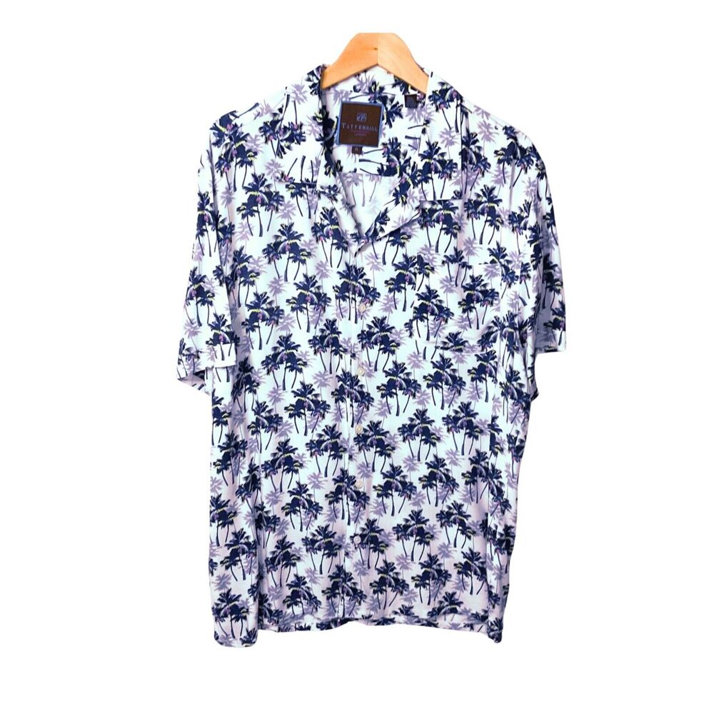 Tattersall Mens XL Shirt Hawaiian Tropical Short Sleeve Button Up Camp Floral